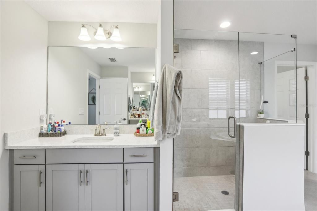 Bathroom, Glass Shower, Interior, Recessed Lighting