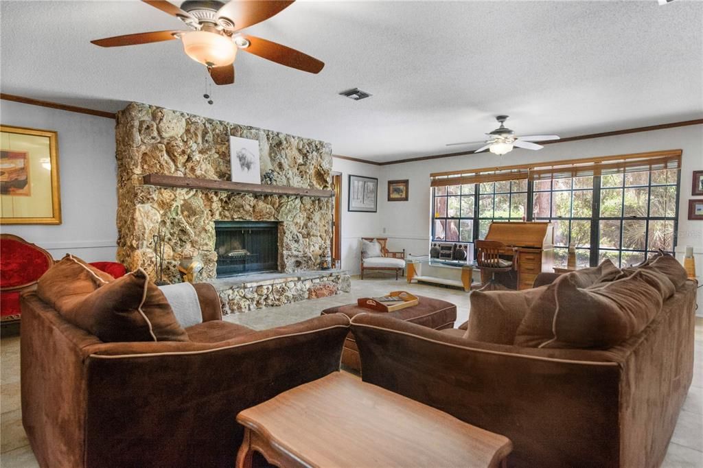 Fireplace, Interior, Living room, Piano, Stone Walls