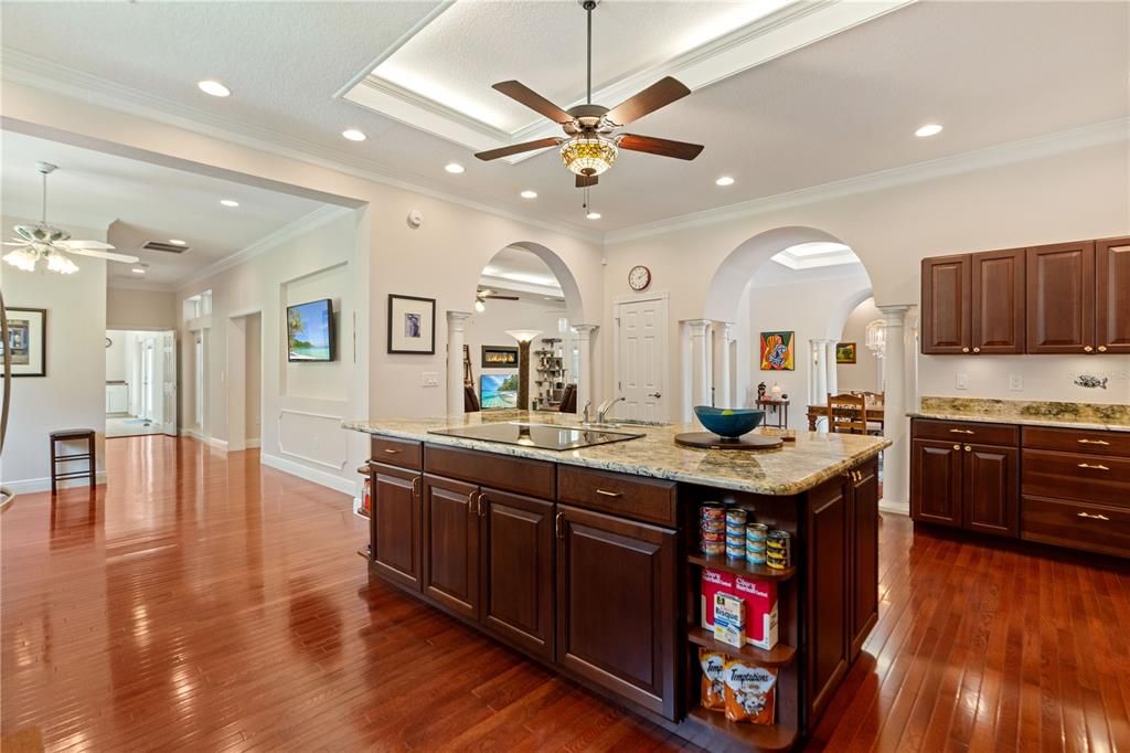 Interior, Kitchen, Recessed Lighting, Wood Texture Flooring
