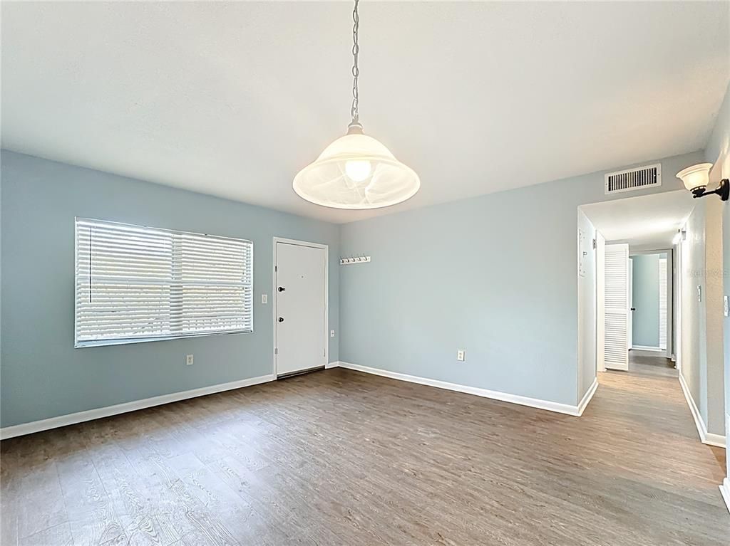Empty room, Interior, Pendant Lights, Wood Texture Flooring
