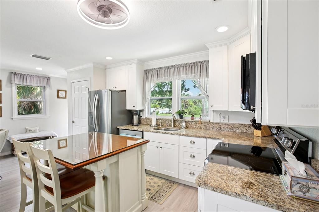 Interior, Kitchen, Recessed Lighting, Wood Texture Flooring