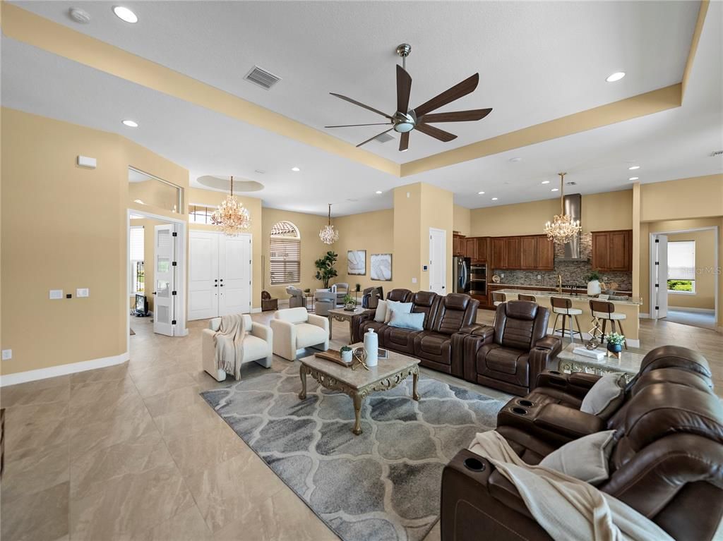 Chandelier, Interior, Kitchen, Living room, Recessed Lighting