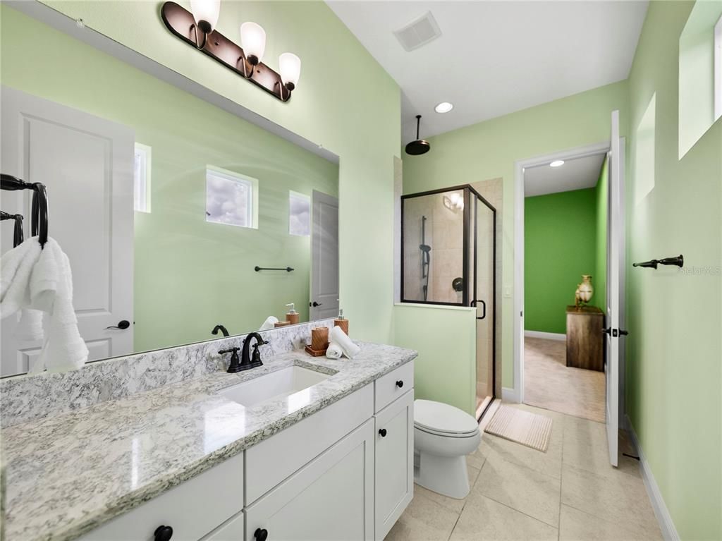 Bathroom, Glass Shower, Interior, Recessed Lighting