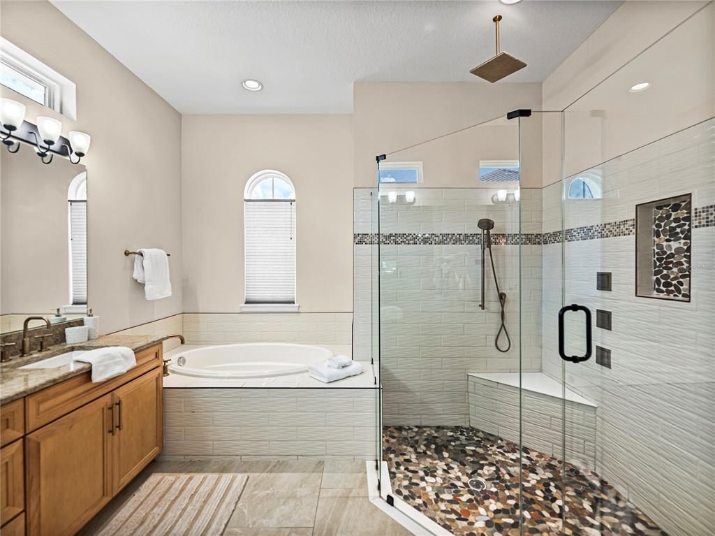 Bathroom, Glass Shower, Interior, Recessed Lighting