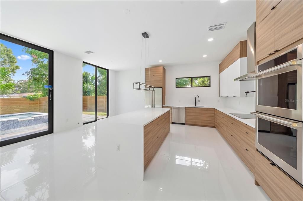 Interior, Kitchen, Pendant Lights, Recessed Lighting, Stainless Steel Appliances