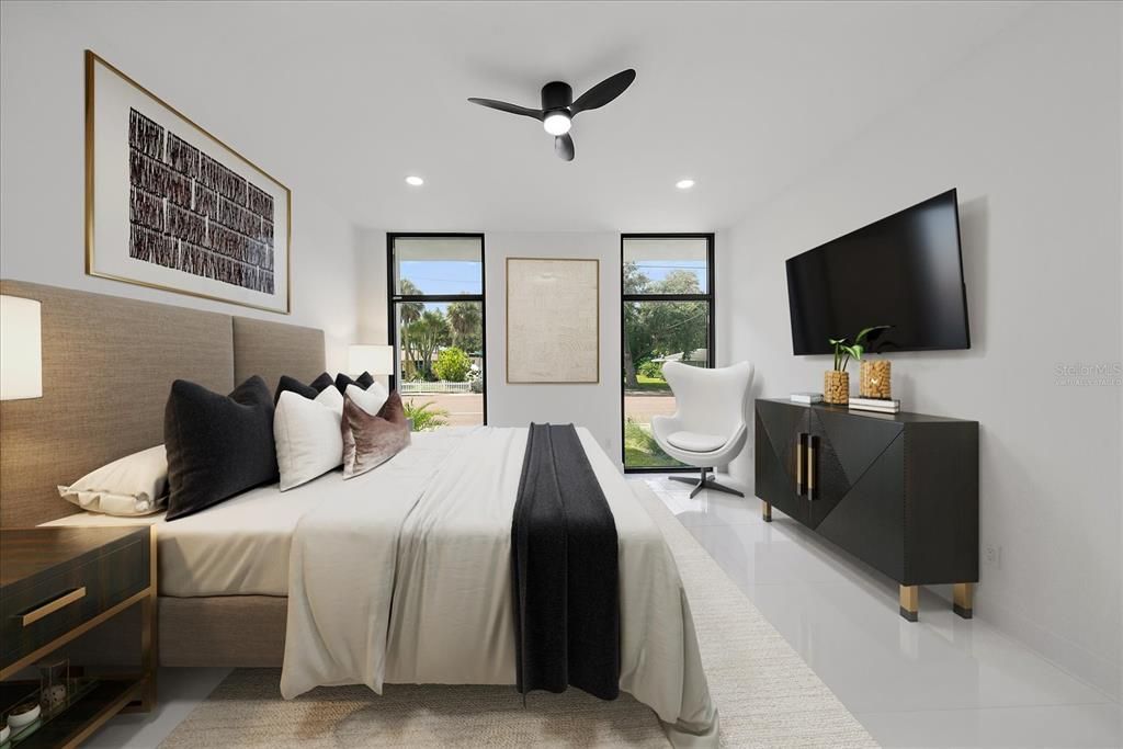 Bedroom, Interior, Recessed Lighting
