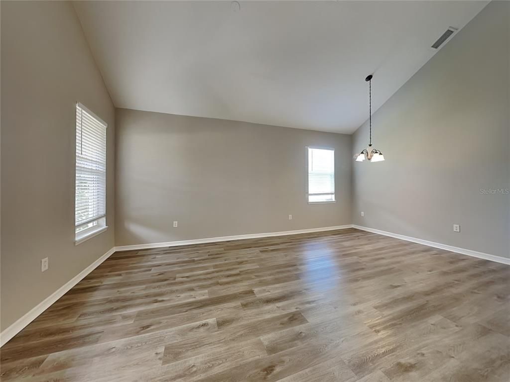 Empty room, Interior, Pendant Lights, Wood Texture Flooring