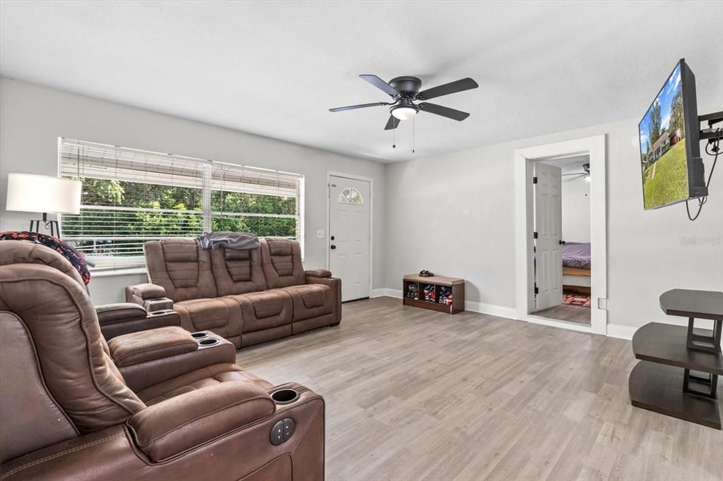 Home Theatre Room, Interior, Wood Texture Flooring