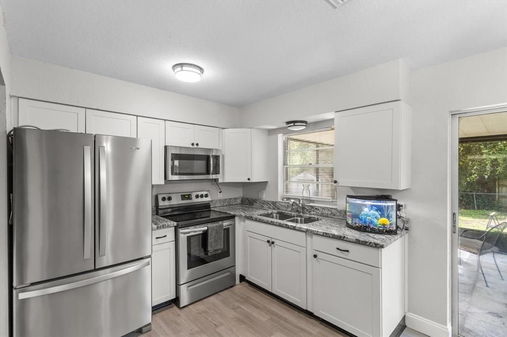 Interior, Kitchen, Stainless Steel Appliances, Wood Texture Flooring