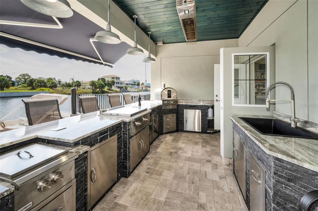 Exterior, Outdoor Kitchen, Pendant Lights, Water