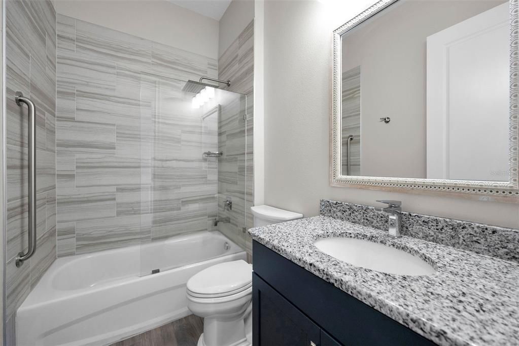 Bathroom, Glass Shower, Interior, Wood Texture Flooring