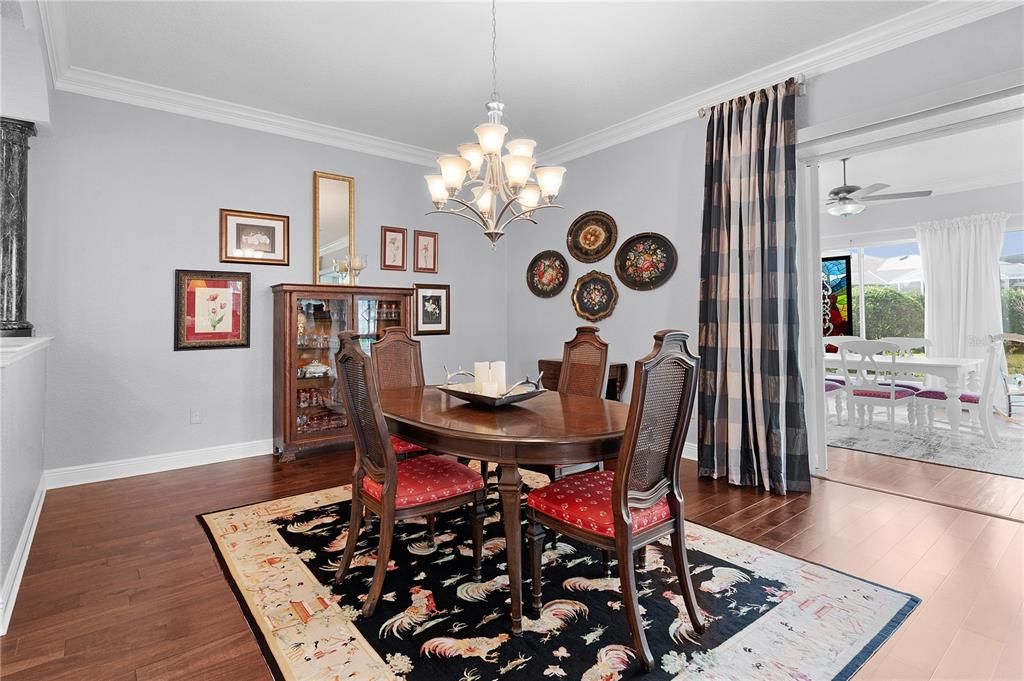 Chandelier, Dining room, Interior, Wood Texture Flooring
