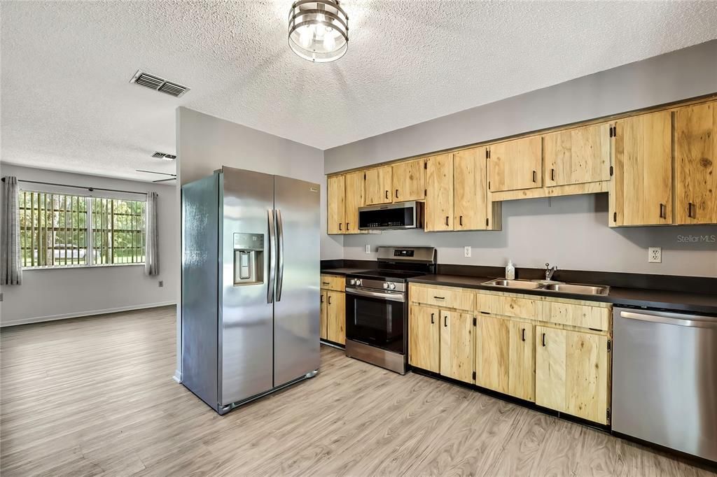 Interior, Kitchen, Stainless Steel Appliances, Wood Texture Flooring