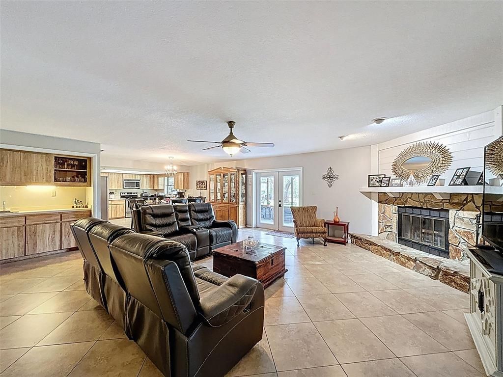 Fireplace, Interior, Kitchen, Living room