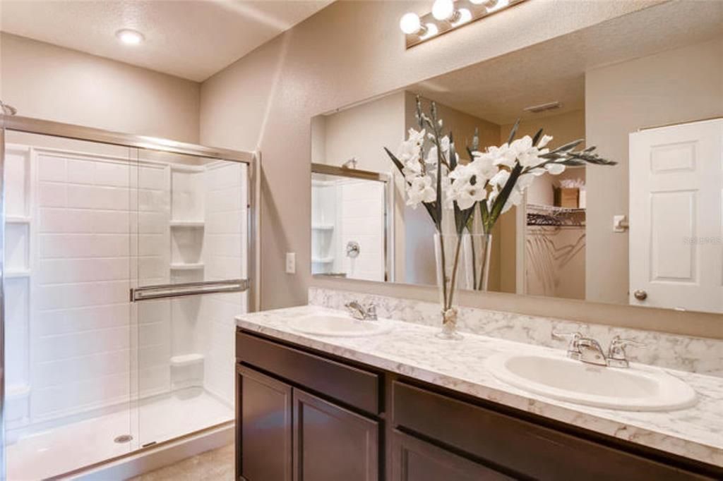 Bathroom, Dual Sink Vanities, Glass Shower, Interior, Recessed Lighting