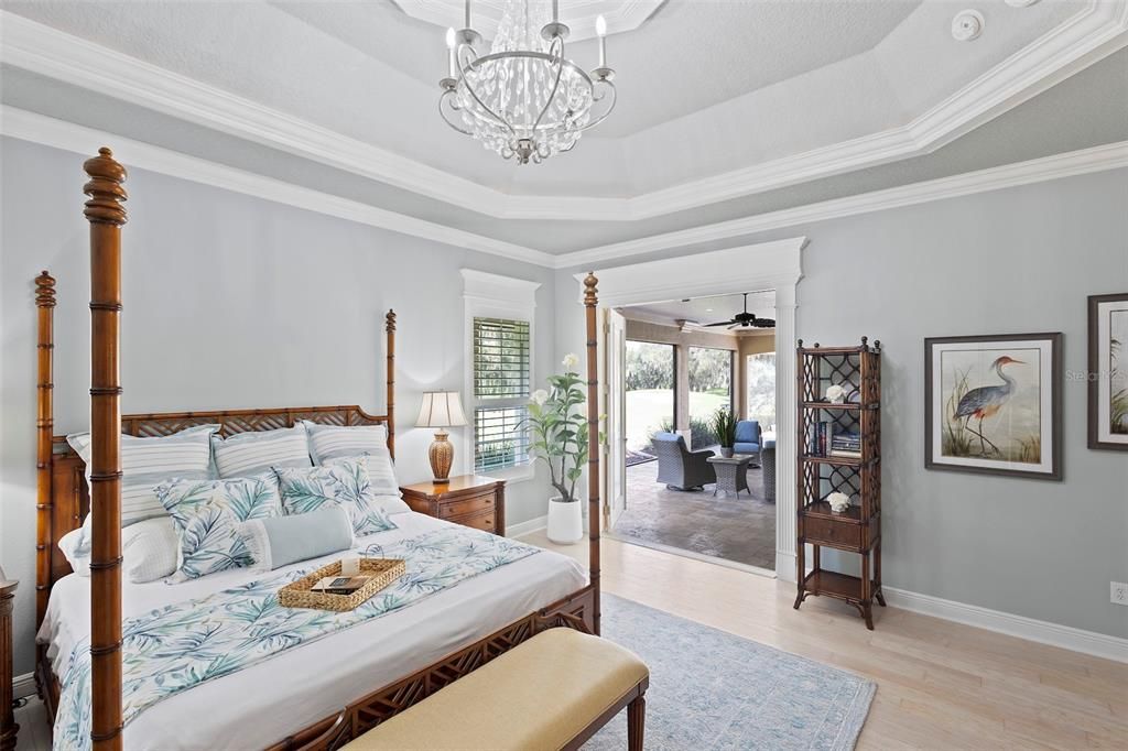 Bedroom, Chandelier, Interior, Wood Texture Flooring