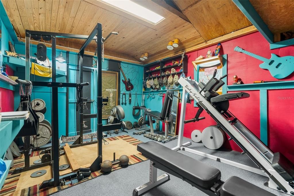 Fitness Equipment, Interior, Recessed Lighting, Wooden Ceilings