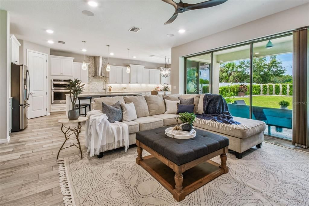 Interior, Kitchen, Living room, Pendant Lights, Recessed Lighting, Stainless Steel Appliances, Wood Texture Flooring