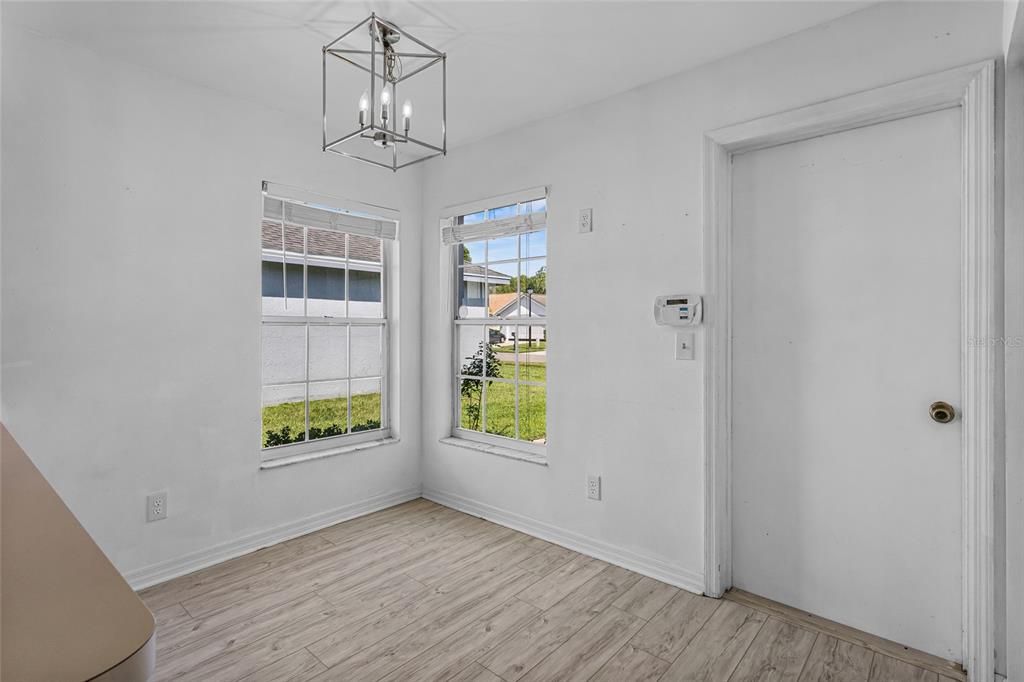 Empty room, Interior, Pendant Lights, Wood Texture Flooring