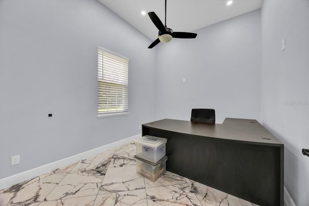 Home Office, Interior, Marble, Recessed Lighting