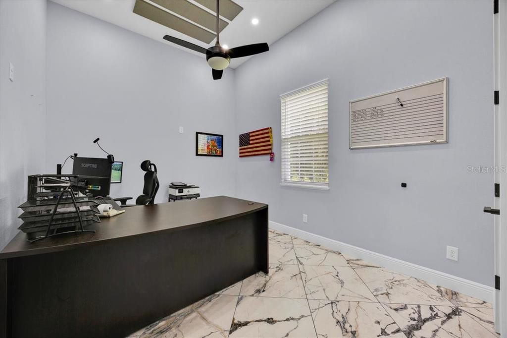 Home Office, Interior, Marble, Recessed Lighting