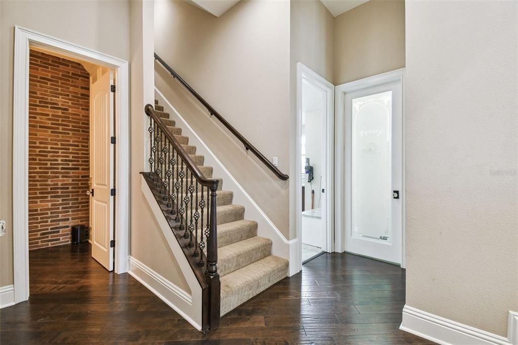 Interior, Stone Walls, Wood Texture Flooring
