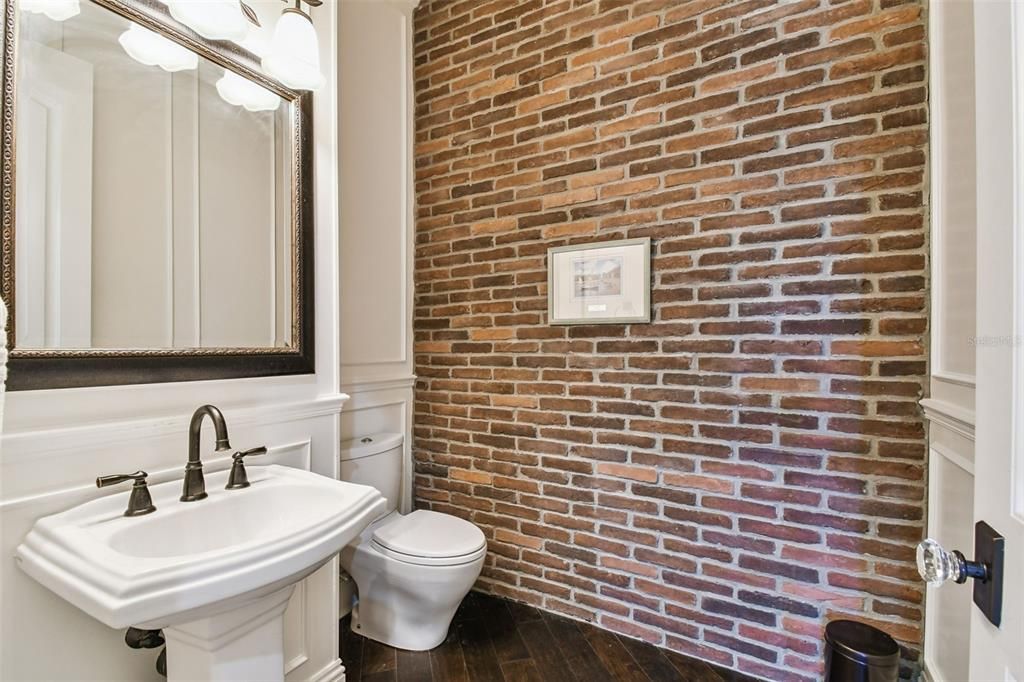 Bathroom, Interior, Stone Walls, Wood Texture Flooring