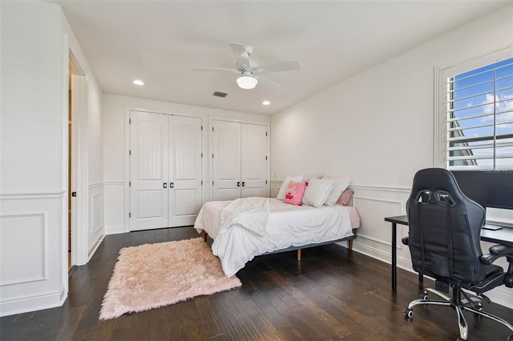 Bedroom, Home Office, Interior, Recessed Lighting, Wood Texture Flooring