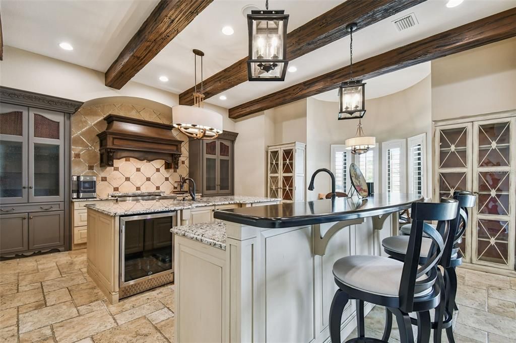 Interior, Kitchen, Pendant Lights, Recessed Lighting, Wooden Beams