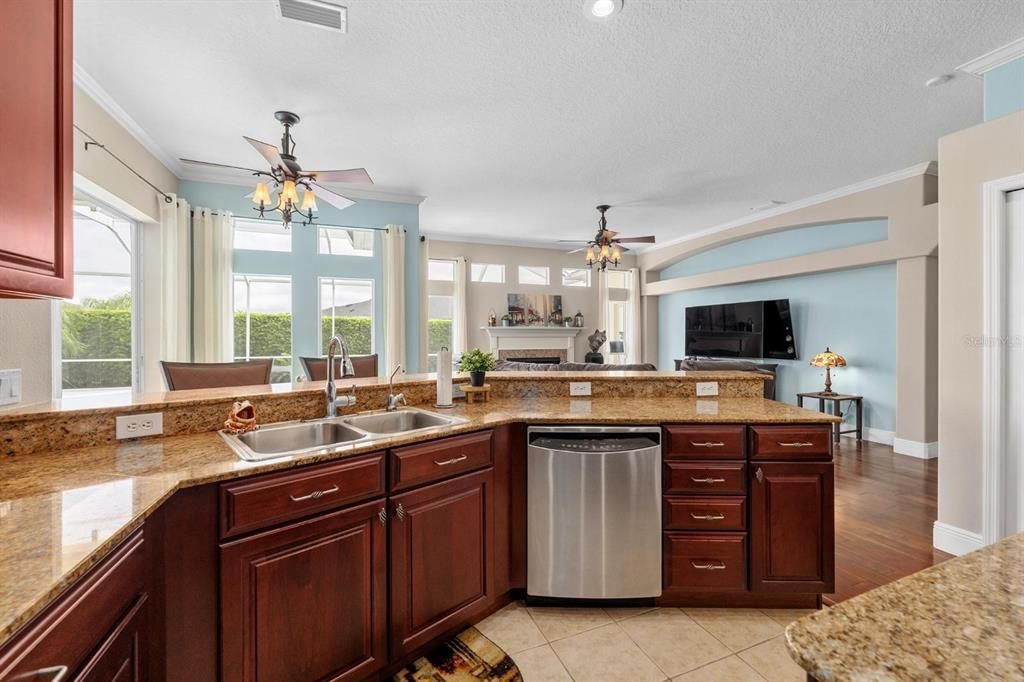 Interior, Kitchen, Recessed Lighting, Wood Texture Flooring