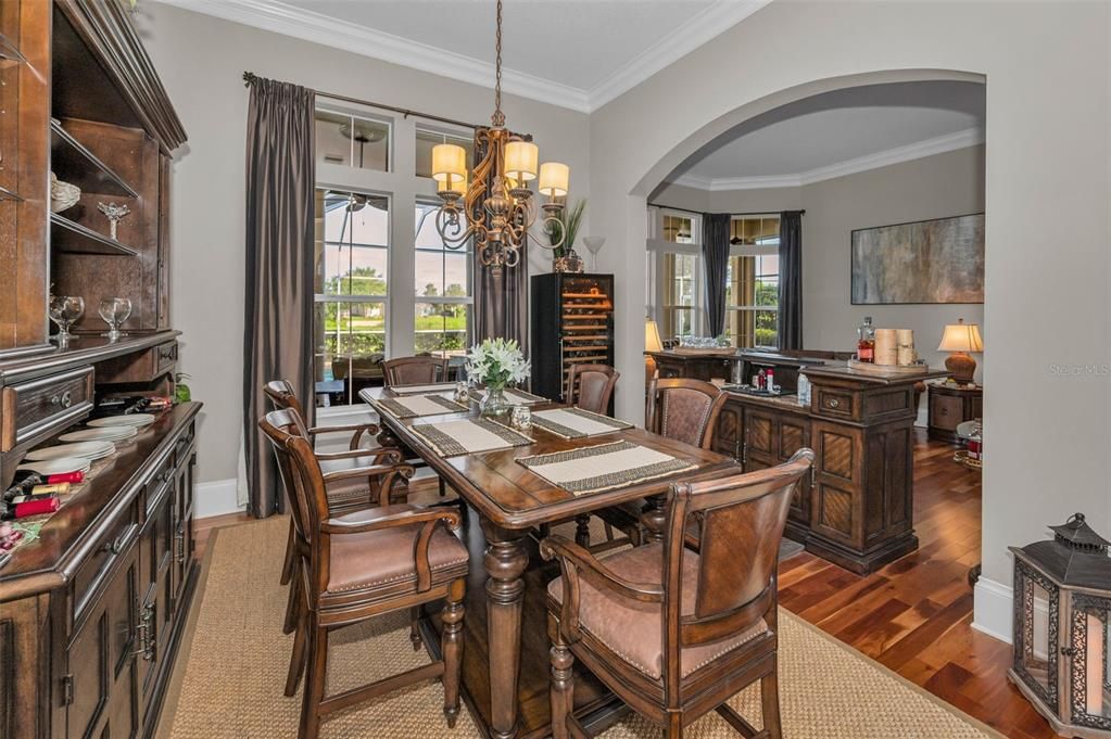 Chandelier, Dining room, Interior, Wood Texture Flooring