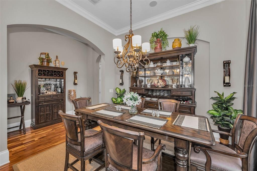 Chandelier, Dining room, Interior, Wood Texture Flooring