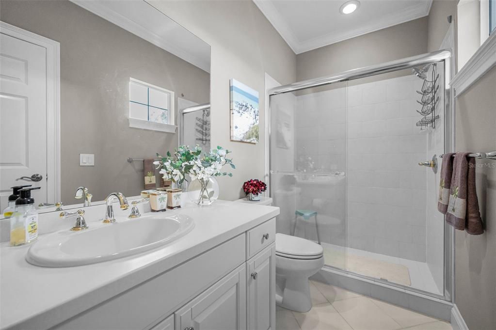 Bathroom, Glass Shower, Interior, Recessed Lighting