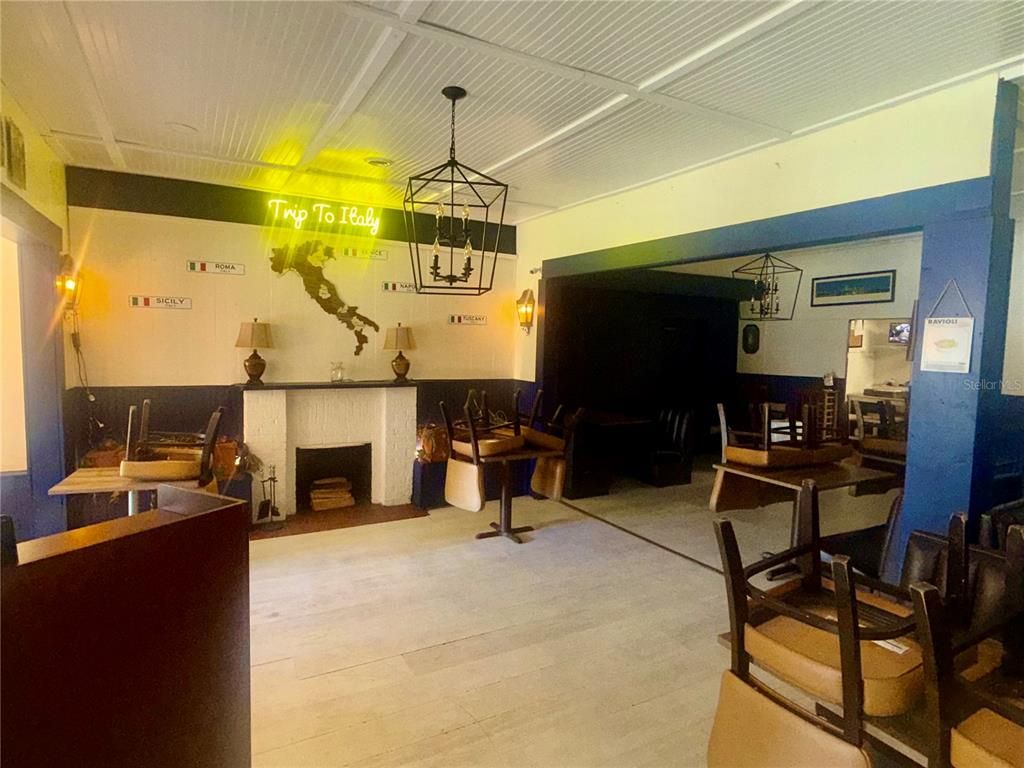 Fireplace, Interior, Living room, Pendant Lights, Wood Texture Flooring