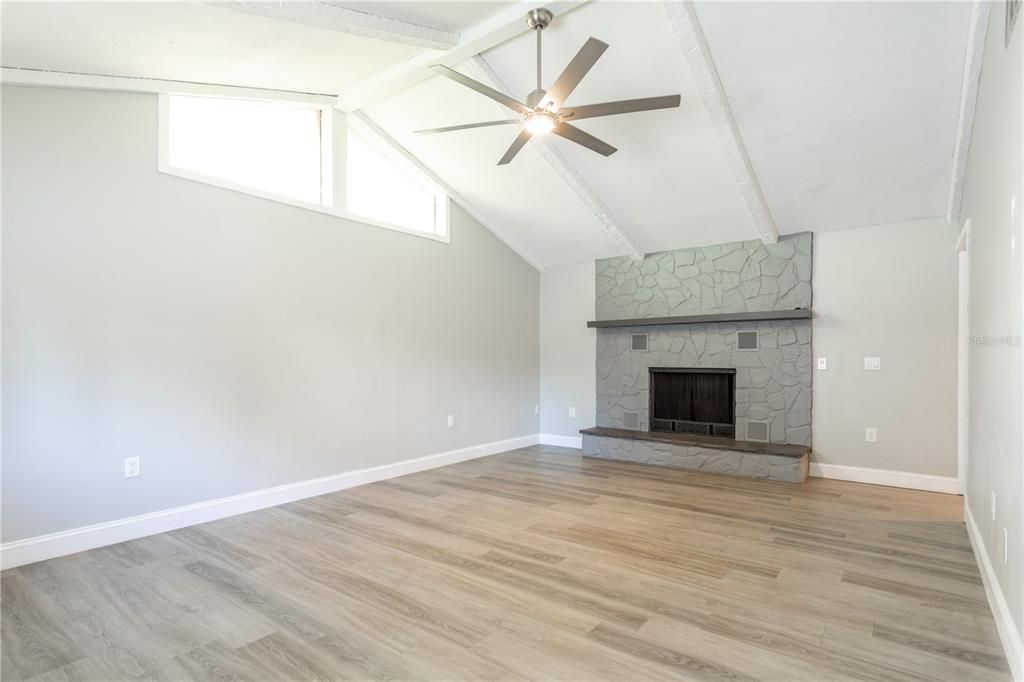 Empty room, Fireplace, Interior, Wood Texture Flooring
