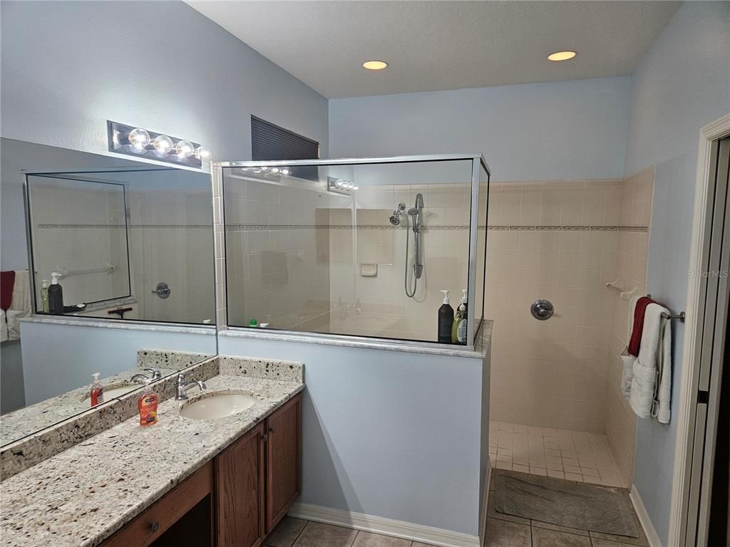 Bathroom, Dual Sink Vanities, Glass Shower, Interior, Recessed Lighting