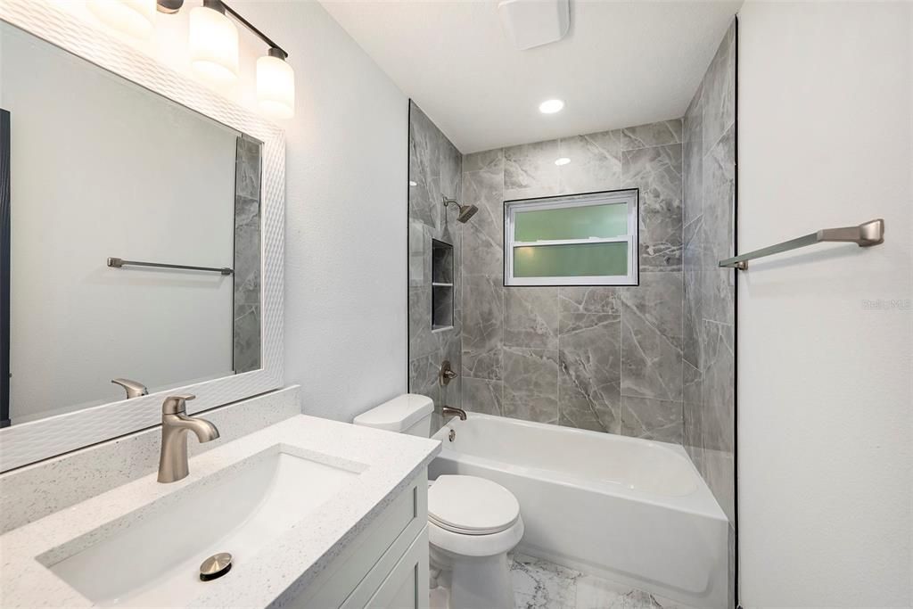 Bathroom, Interior, Marble, Marble Walls, Recessed Lighting