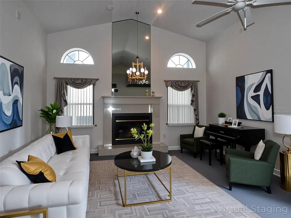Chandelier, Dining room, Fireplace, Interior, Living room, Pendant Lights, Recessed Lighting