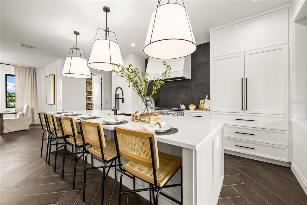Interior, Kitchen, Pendant Lights, Recessed Lighting, Wood Texture Flooring
