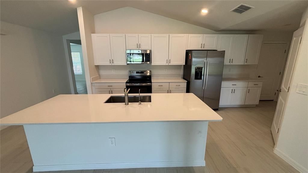 Interior, Kitchen, Recessed Lighting, Wood Texture Flooring