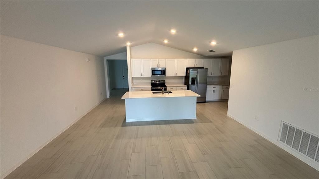 Interior, Kitchen, Recessed Lighting, Wood Texture Flooring