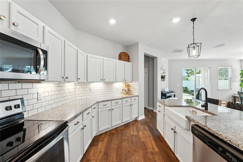 Interior, Kitchen, Pendant Lights, Recessed Lighting, Wood Texture Flooring