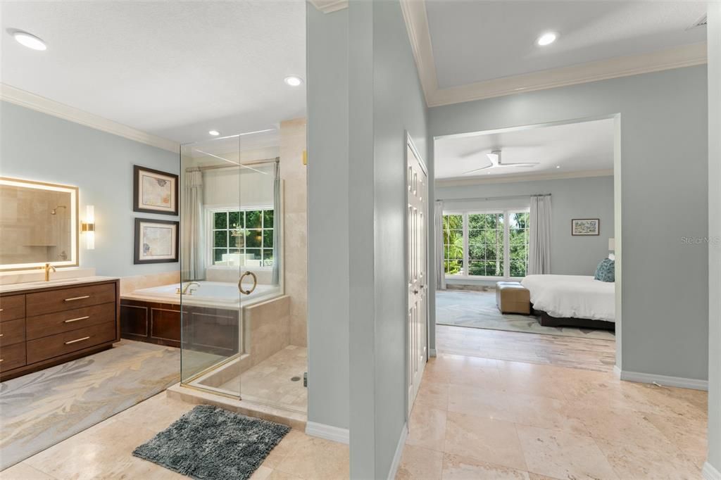 Bathroom, Bedroom, Glass Shower, Interior, Recessed Lighting