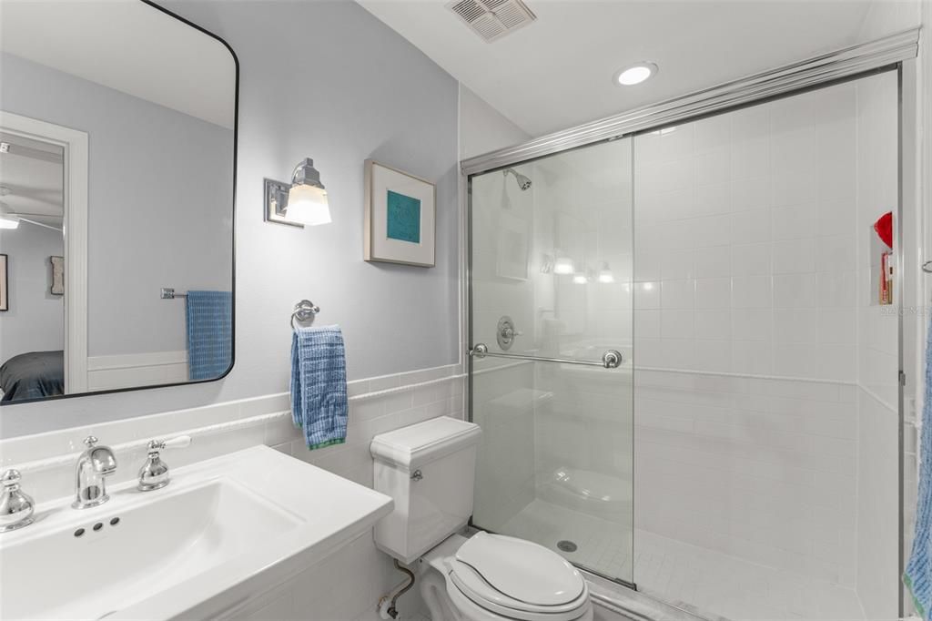 Bathroom, Glass Shower, Interior, Recessed Lighting