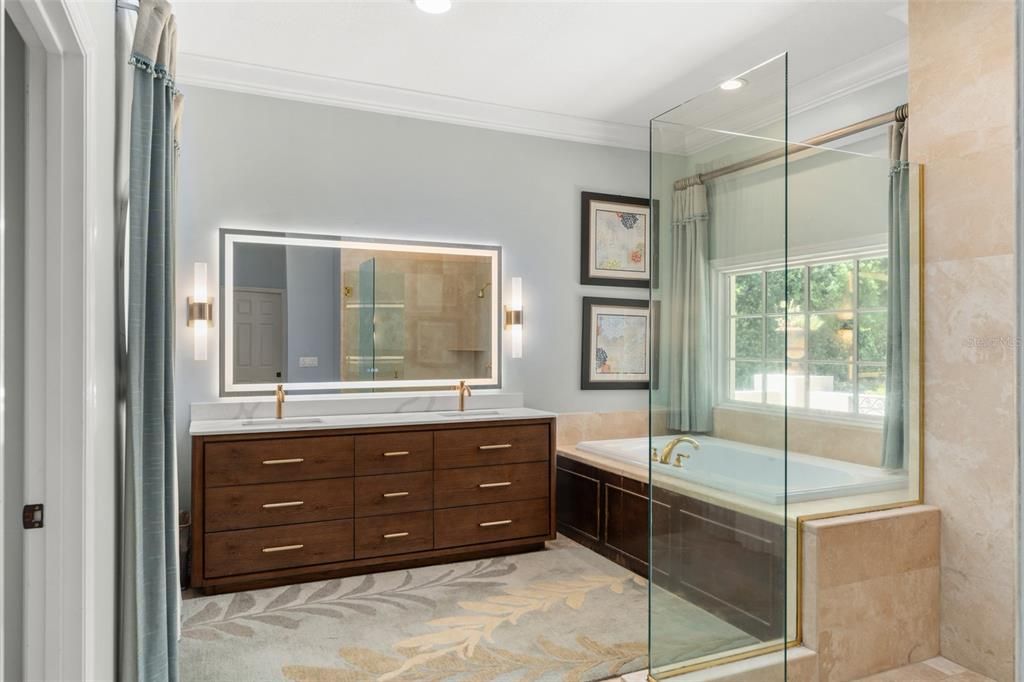 Bathroom, Glass Shower, Interior, Recessed Lighting