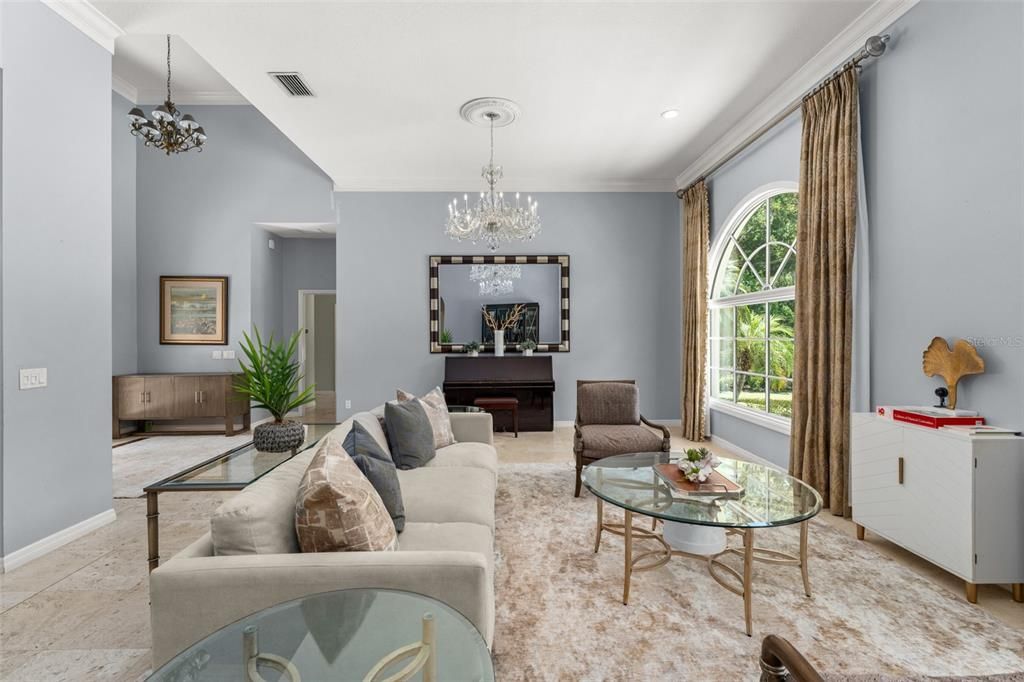 Chandelier, Interior, Living room, Recessed Lighting