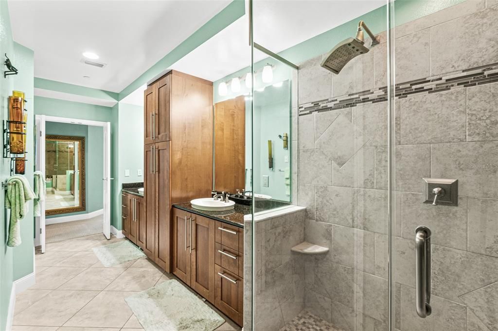 Bathroom, Glass Shower, Interior, Recessed Lighting