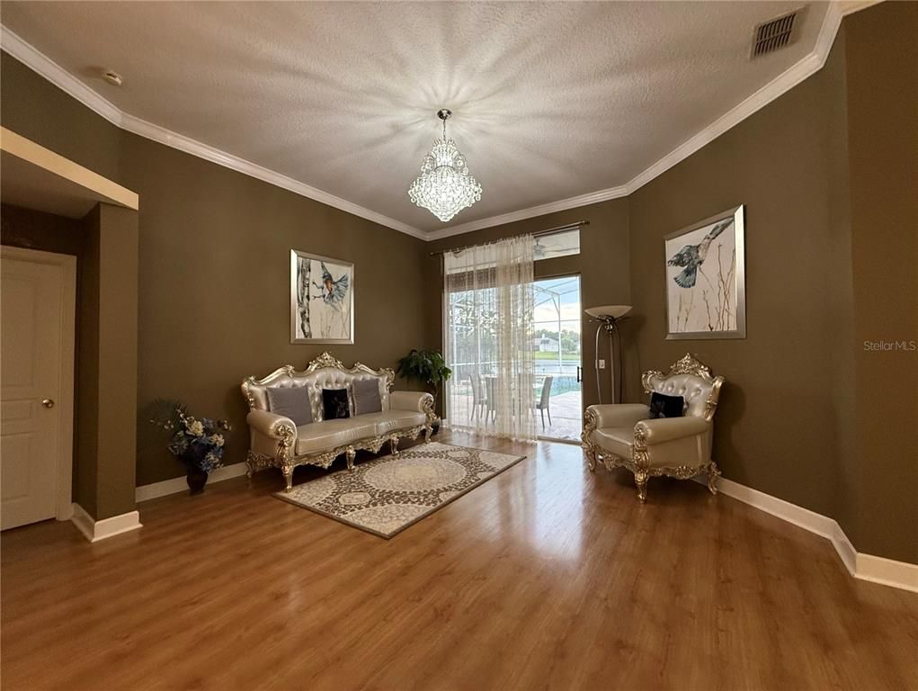 Chandelier, Interior, Living room, Wood Texture Flooring