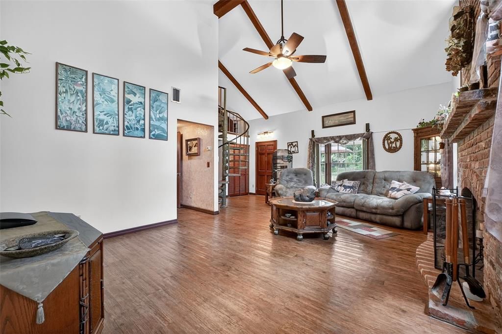 Interior, Living room, Wooden Beams, Wood Texture Flooring