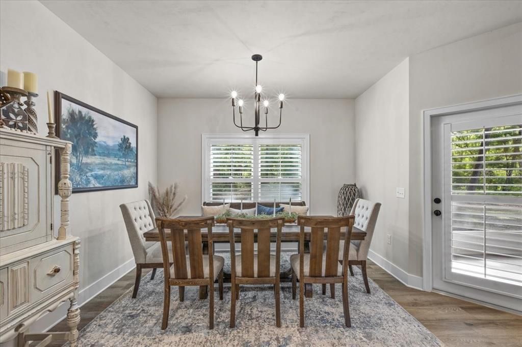 Chandelier, Dining room, Interior, Pendant Lights, Wood Texture Flooring